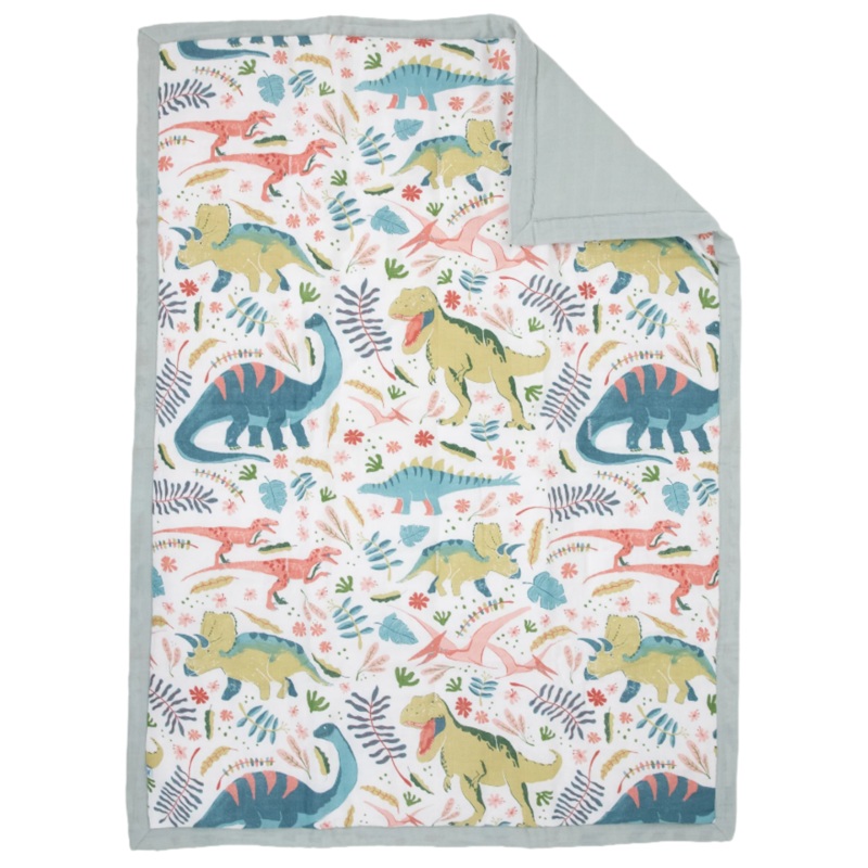 Cotton Muslin Toddler Comforter – Boho Dino