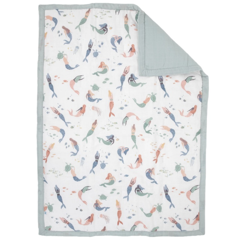 Cotton Muslin Toddler Comforter – Mermaid Party