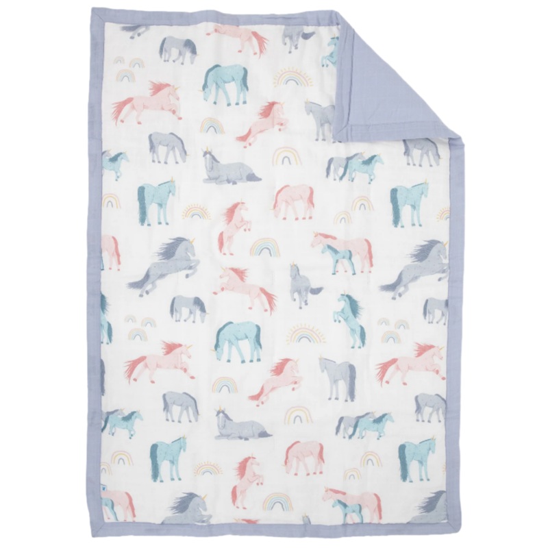 Cotton Muslin Toddler Comforter – Unicorns