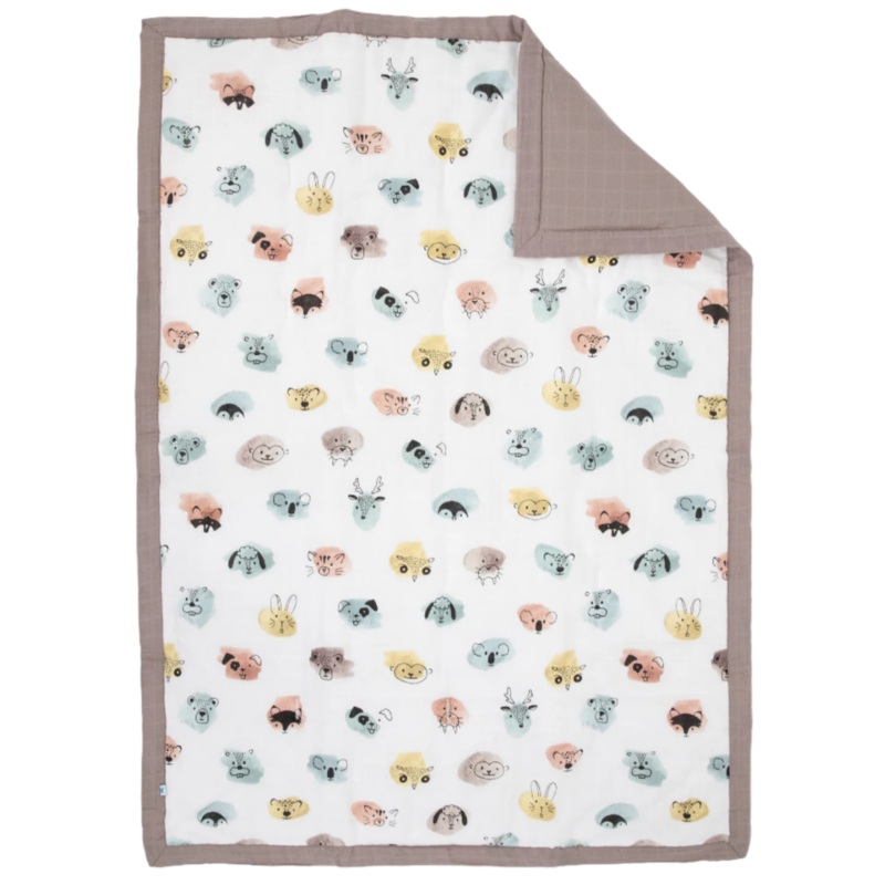 Cotton Muslin Toddler Comforter – Watercolor Critters