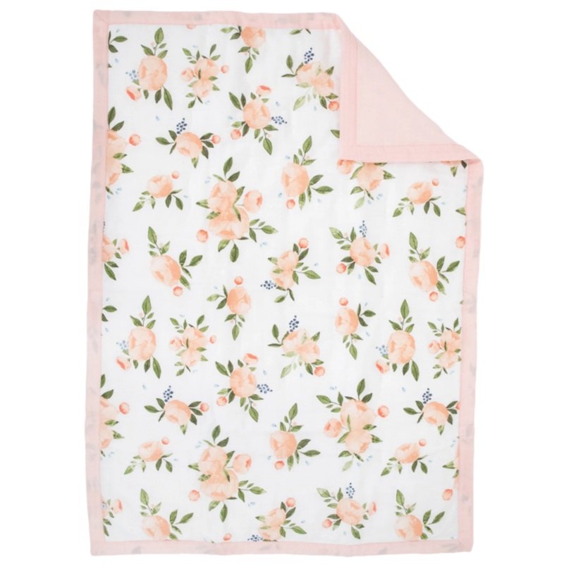 Cotton Muslin Toddler Comforter – Watercolor Roses Grande