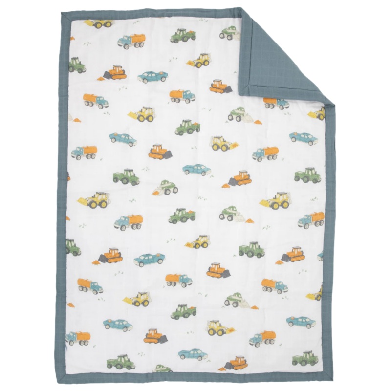 Cotton Muslin Toddler Comforter – Work Trucks