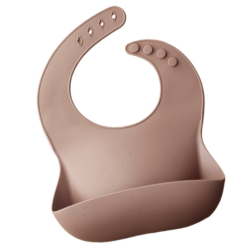 Silicone Baby Bib – Speckle Dusty Mauve