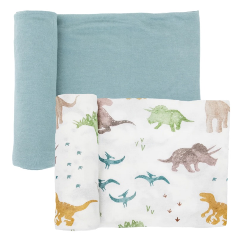 Stretch Knit Swaddle Blanket 2 Pack – Dino Pals