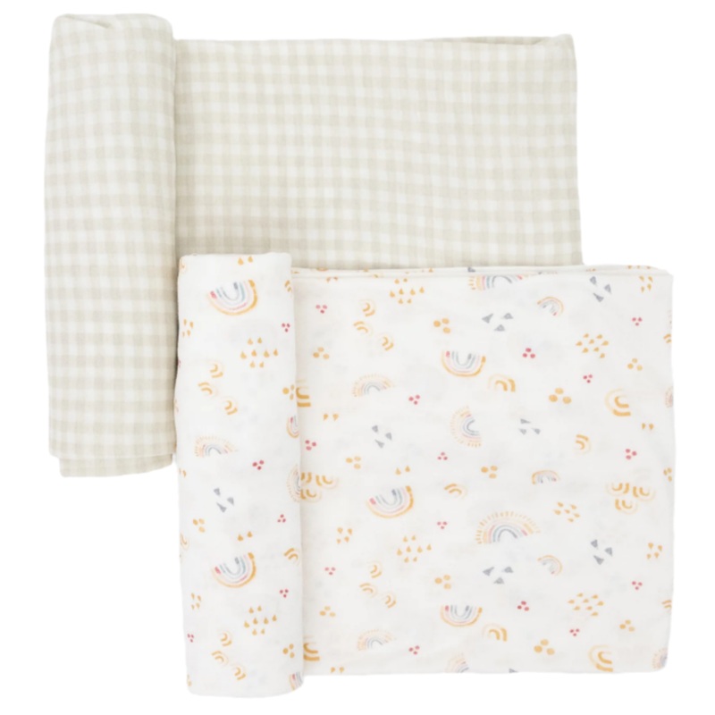 Stretch Knit Swaddle Blanket 2 Pack – Rainbows