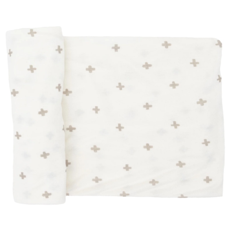 Stretch Knit Swaddle Blanket – Grey Cross