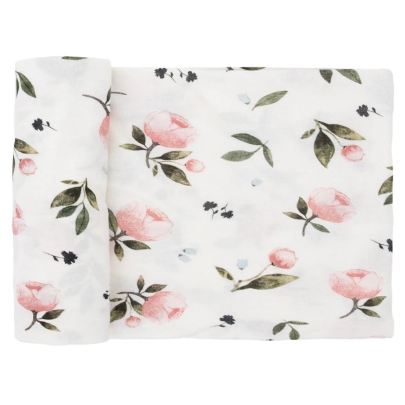 Stretch Knit Swaddle Blanket – Watercolor Rose