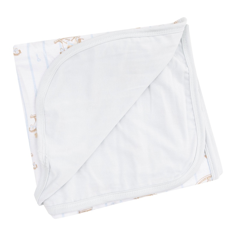 2 Ply Blanket with Binding – Vintage Rocking Horse Blue