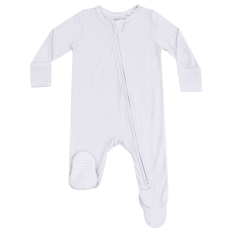 2 Way Zipper Footie – Stripe Classic Grey / Vintage Elephant ABC