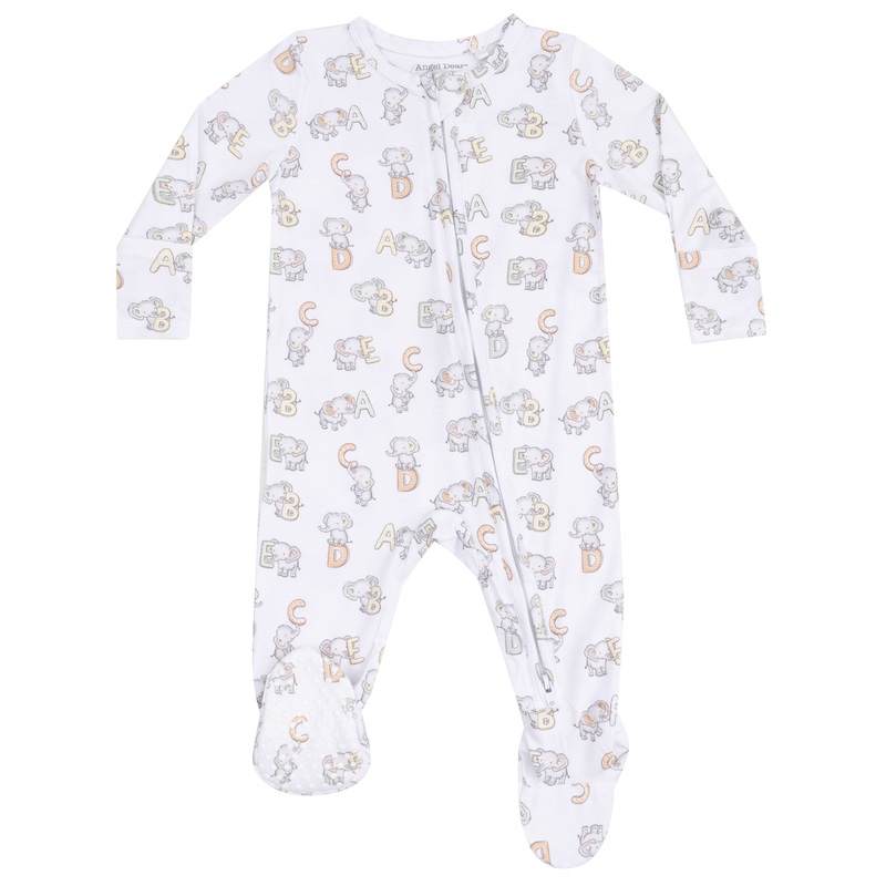 2 Way Zipper Footie – Vintage Elephant ABC