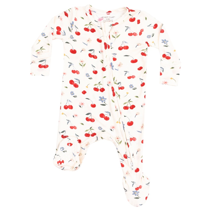 2 Way Zipper Footie – Watercolor Cherries