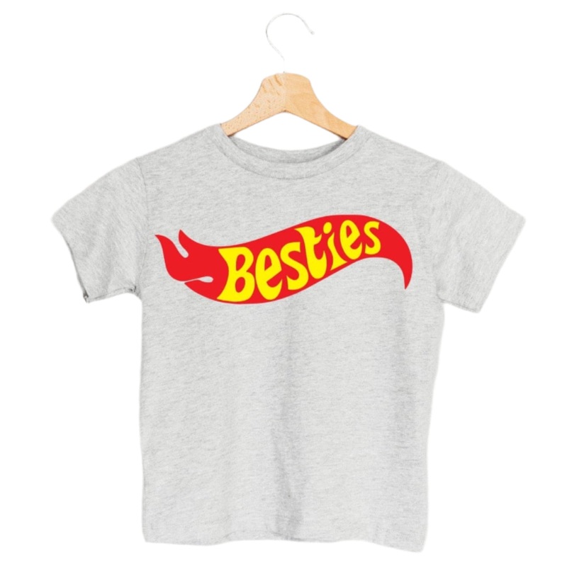 Besties Hotwheels Kids Tee – Gray