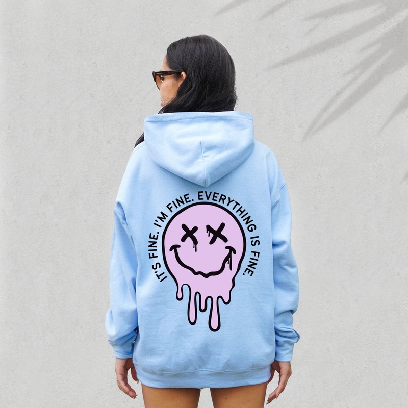 It’s Fine Drippy Smiley Hoodie – Blue