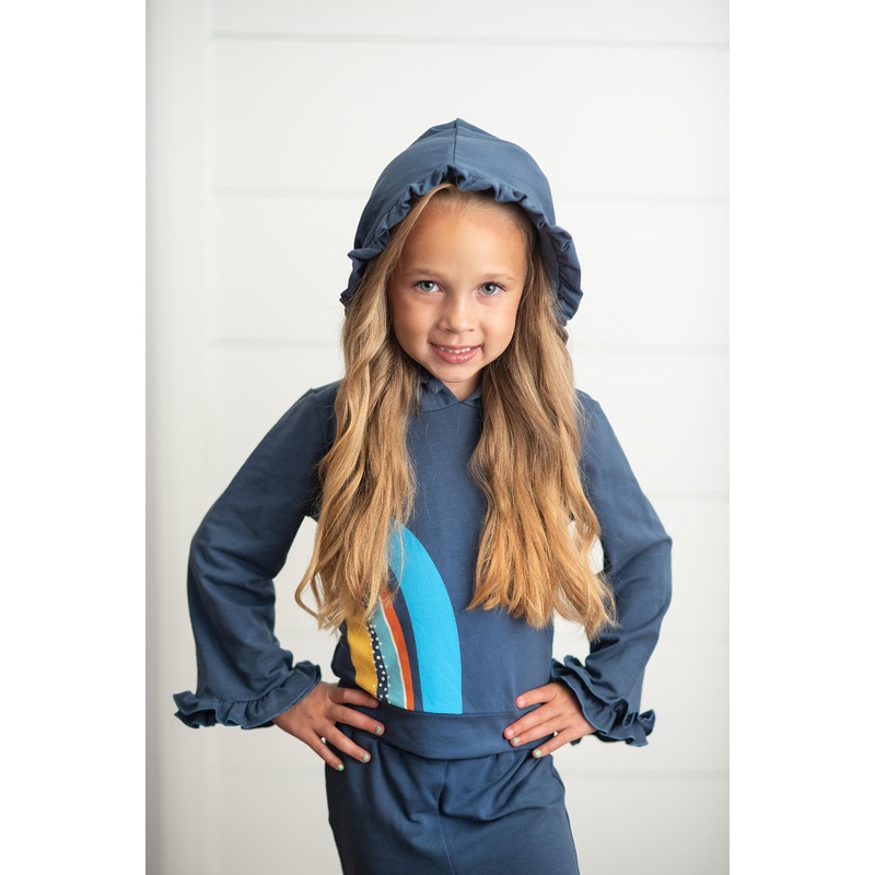 Navy Rainbow Hooded Set