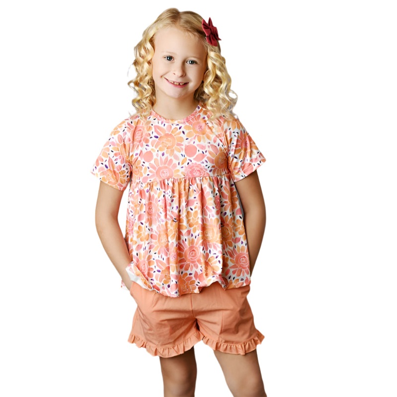 Peach Floral Short Set