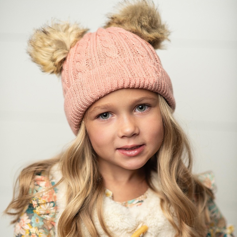Pink Pom Fur Hat