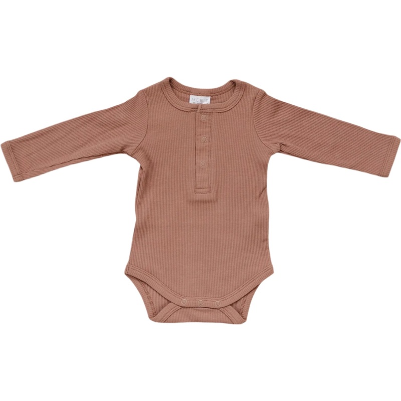 Dusty Rose Organic Snap Long Sleeve Ribbed Bodysuit