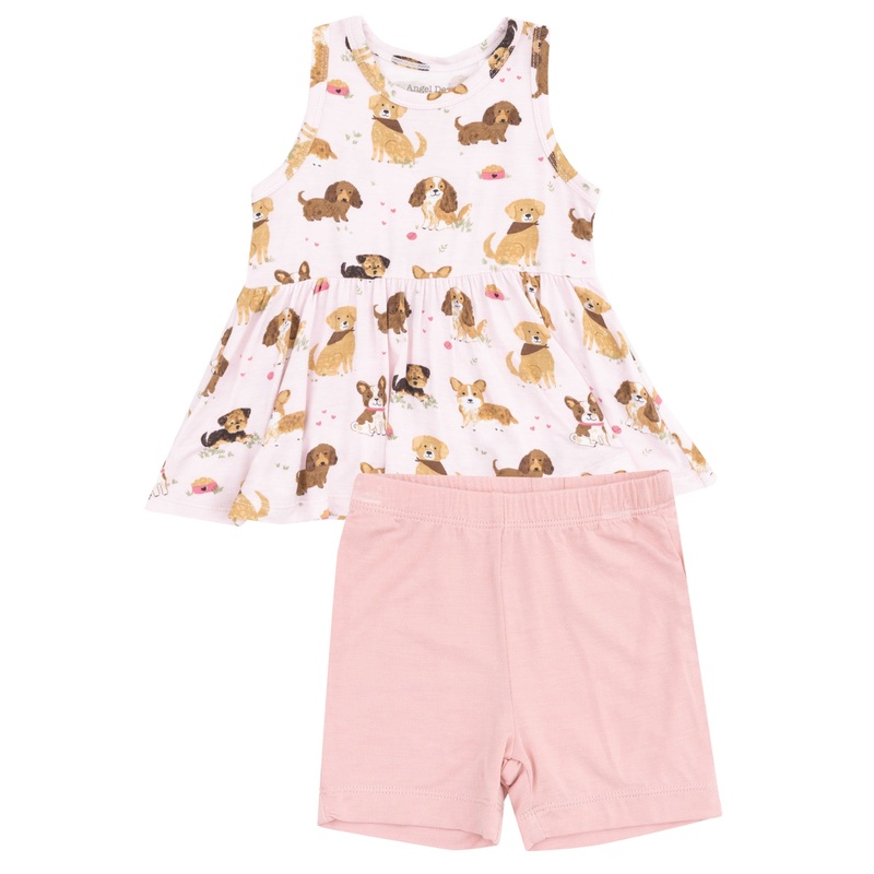 Peplum Tank Top and Bike Short – Best Friend Dogs Pink