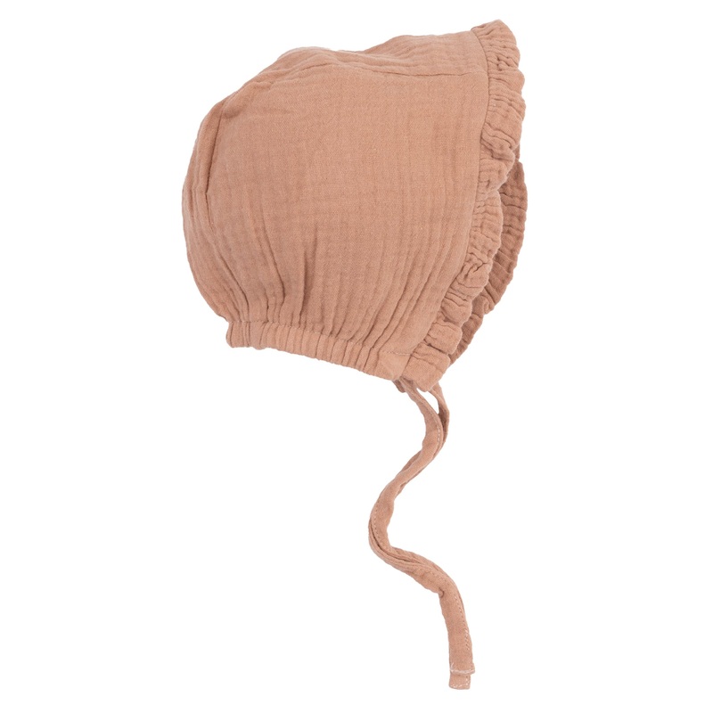 Ruffle Bonnet – Solid Muslin Camel