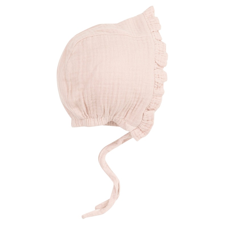 Ruffle Bonnet – Solid Muslin Rose Smoke