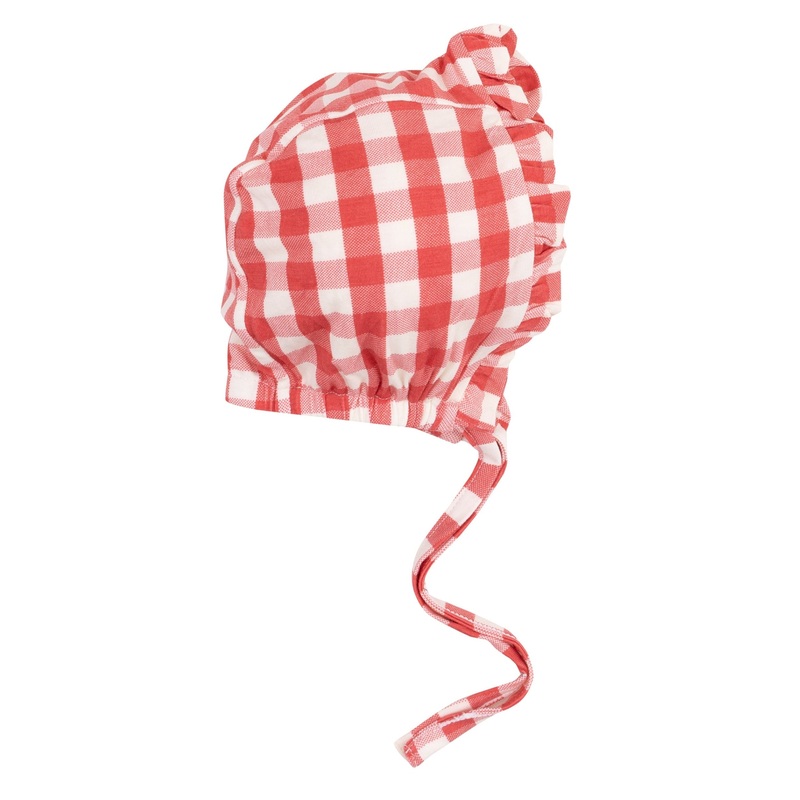 Ruffle Bonnet – Strawberry Gingham