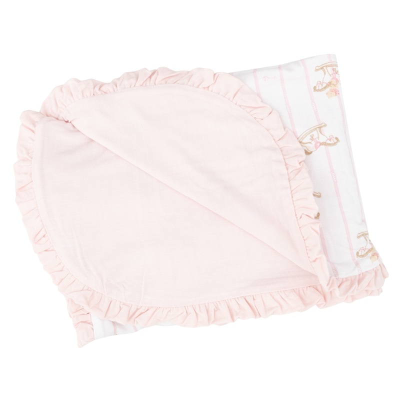 Ruffle Receiving Blanket – Vintage Rocking Horse Pink