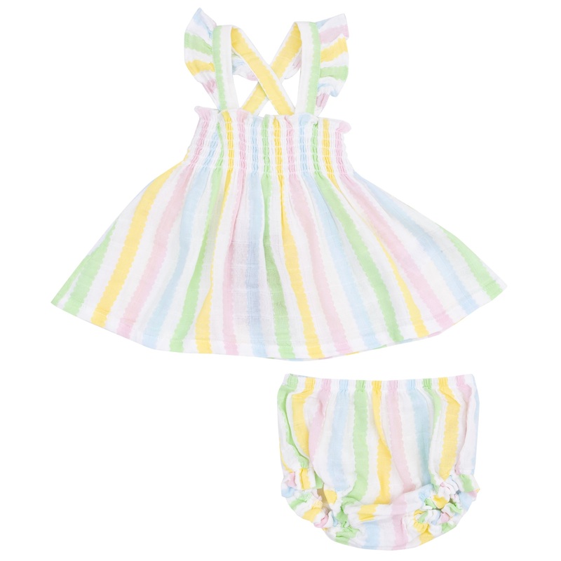Ruffle Strap Smocked Top and Diaper Cover – Ric Rac Stripe