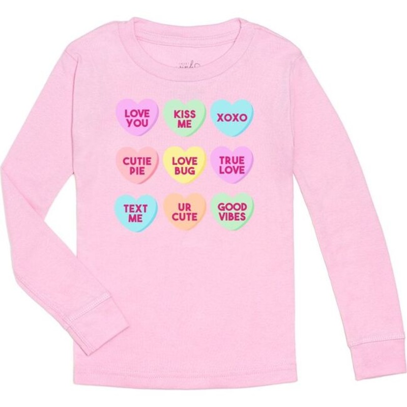 Candy Hearts Valentine’s Day Long Sleeve Shirt – Pink