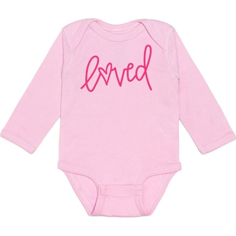 Loved Valentine’s Day Long Sleeve Bodysuit – Pink