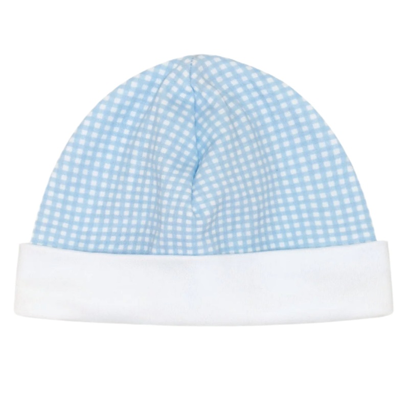 Blue Gingham Baby Hat