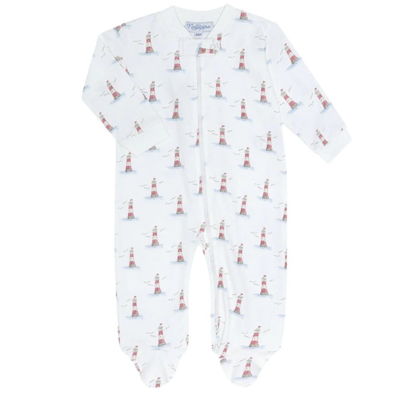 Lighthouse Print Zipper Footie