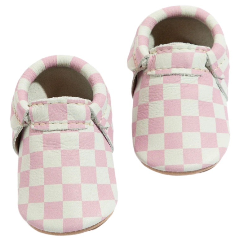 Petal Pink Check City Baby Shoe