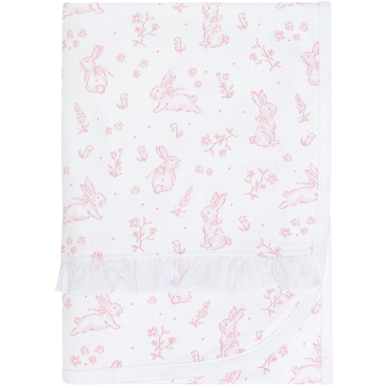 Pink Bunny Toile Blanket