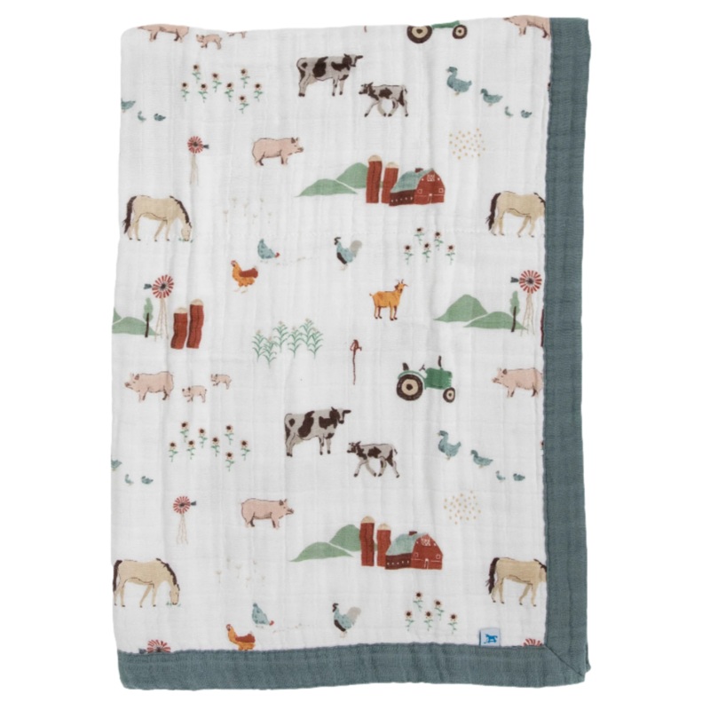 Cotton Muslin Baby Quilt – Farmyard