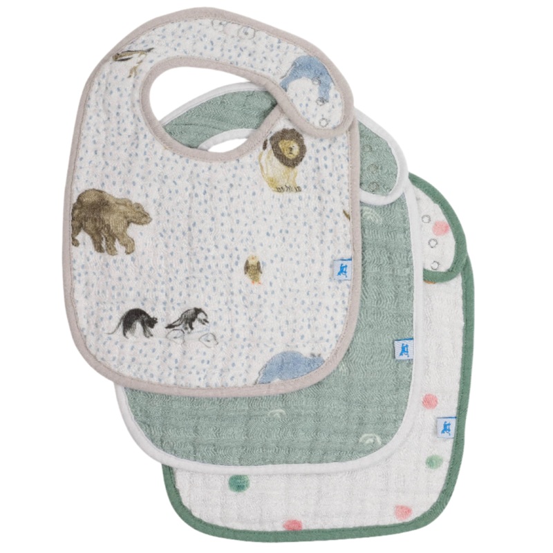 Cotton Muslin Classic Bib 3 Pack – Party Animals