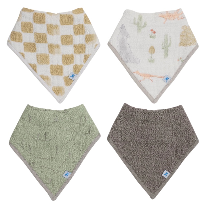 Cotton Muslin + Fleece Bandana Bib 4 Pack – Adobe Checker