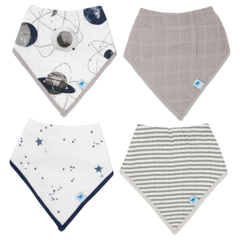 Cotton Muslin + Fleece Bandana Bib 4 Pack – Planetary