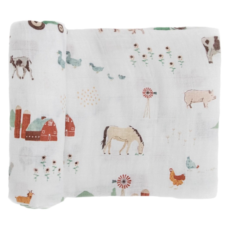 Cotton Muslin Swaddle Blanket – Farmyard