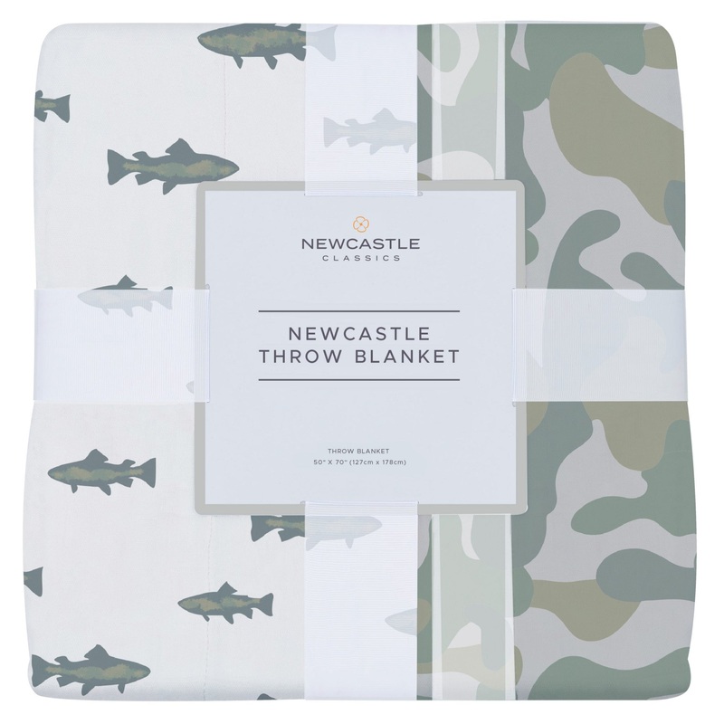 Gone Fishing and Hunter’s Camo Bamboo Newcastle Throw Blanket