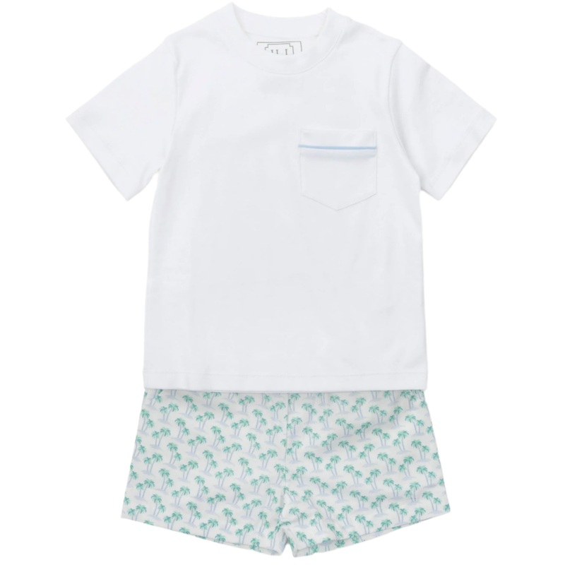 Hudson Boys’ Short Set – Palm Tree Isle Blue