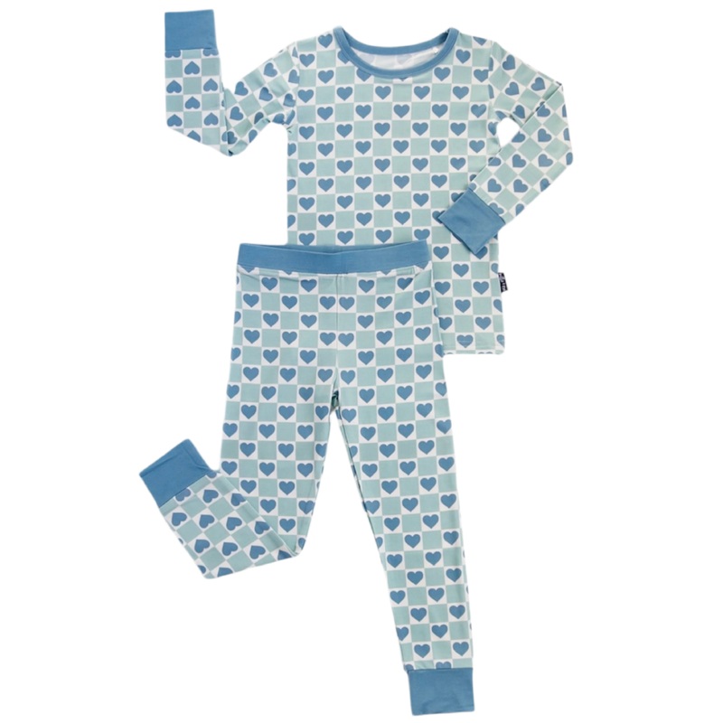 LONG SLEEVE TWO PIECE SETS- Blue Hearts