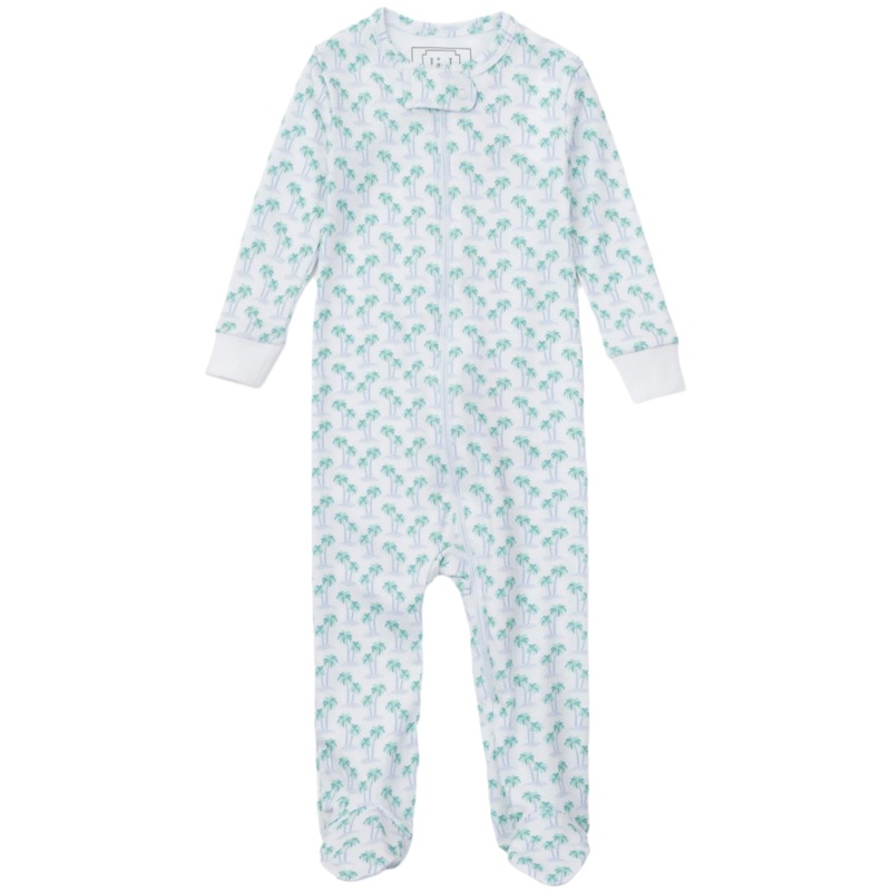 Parker Boys’ Zipper Pajama – Palm Tree Isle Blue