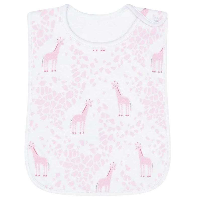 Pink Giraffe Print Feeding Bib