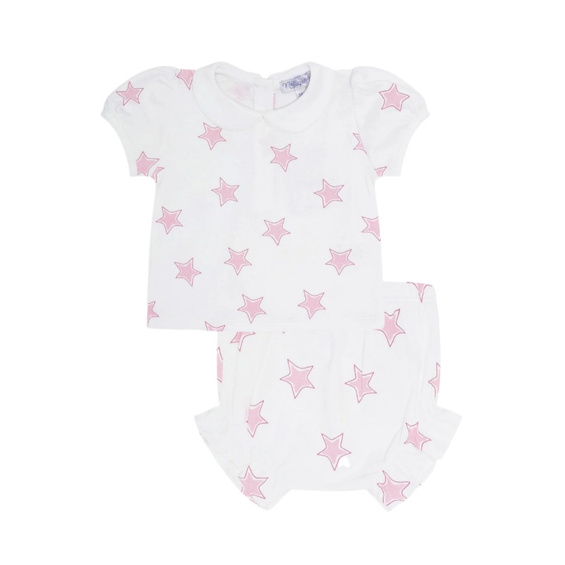 Pink Stars Print Diaper Cover Set