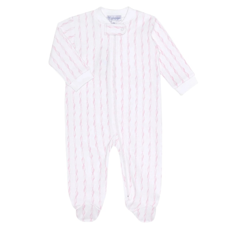 Pink Twirls Zipper Footie