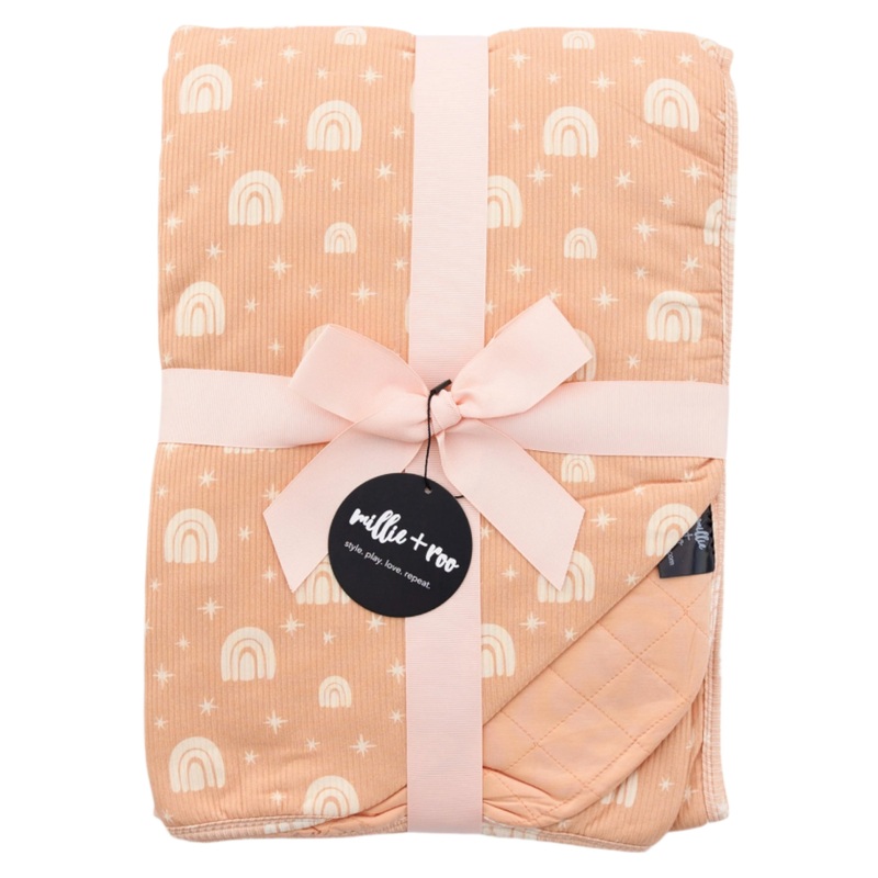 XL QUILTED BAMBOO BLANKET- Rainbow Ribbed