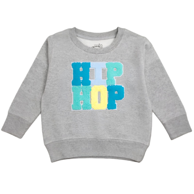 Hip Hop Patch Sweatshirt – Grey