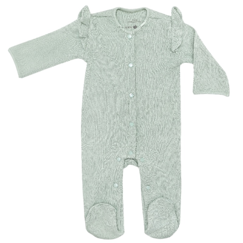 Waffle Ruffle Footie – Sage