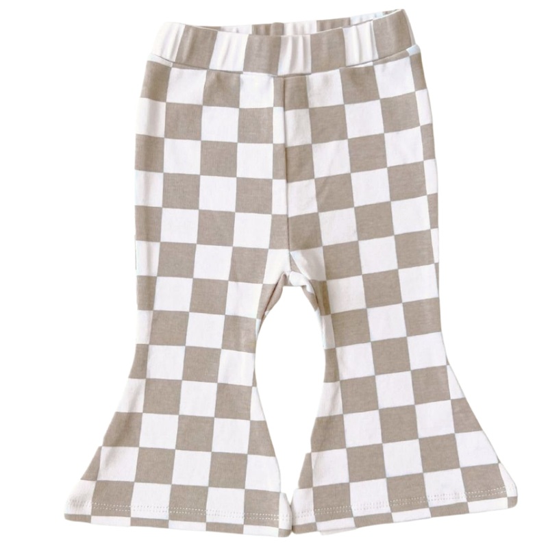 Checkered Flare Pants | Latte