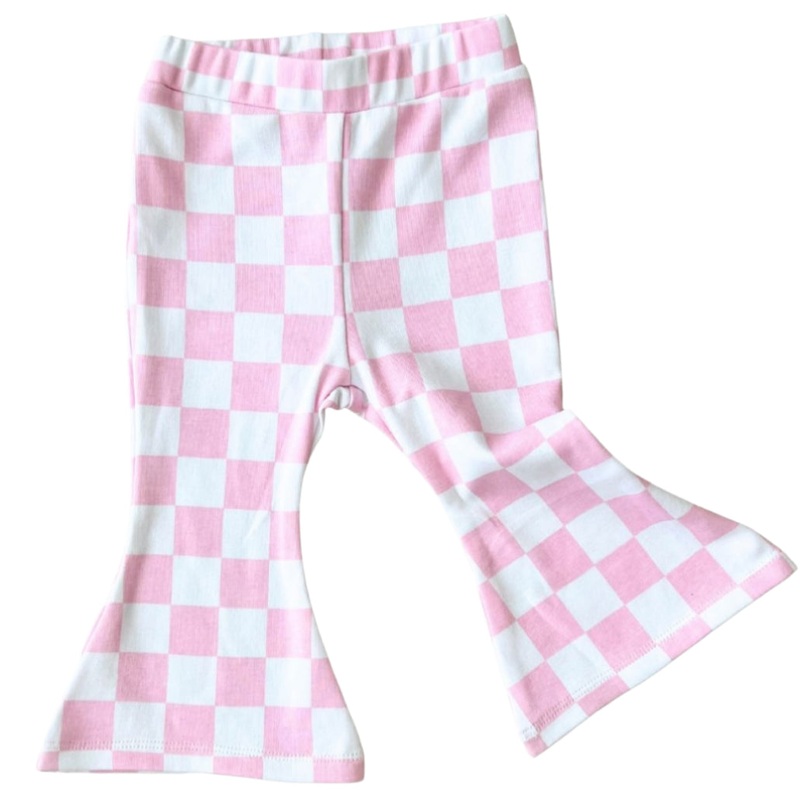 Checkered Flare Pants | Pink